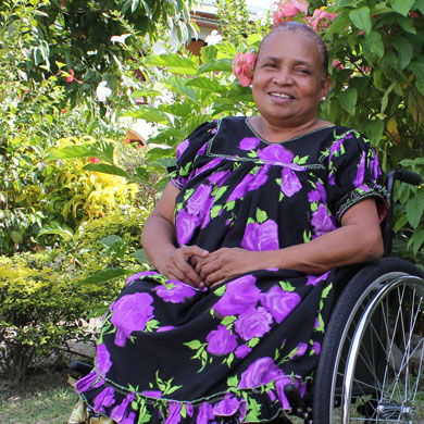 PNG woman in her new wheelchair
