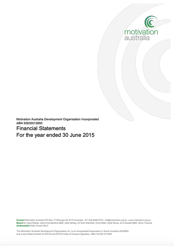 2015 Published financial statements cover page